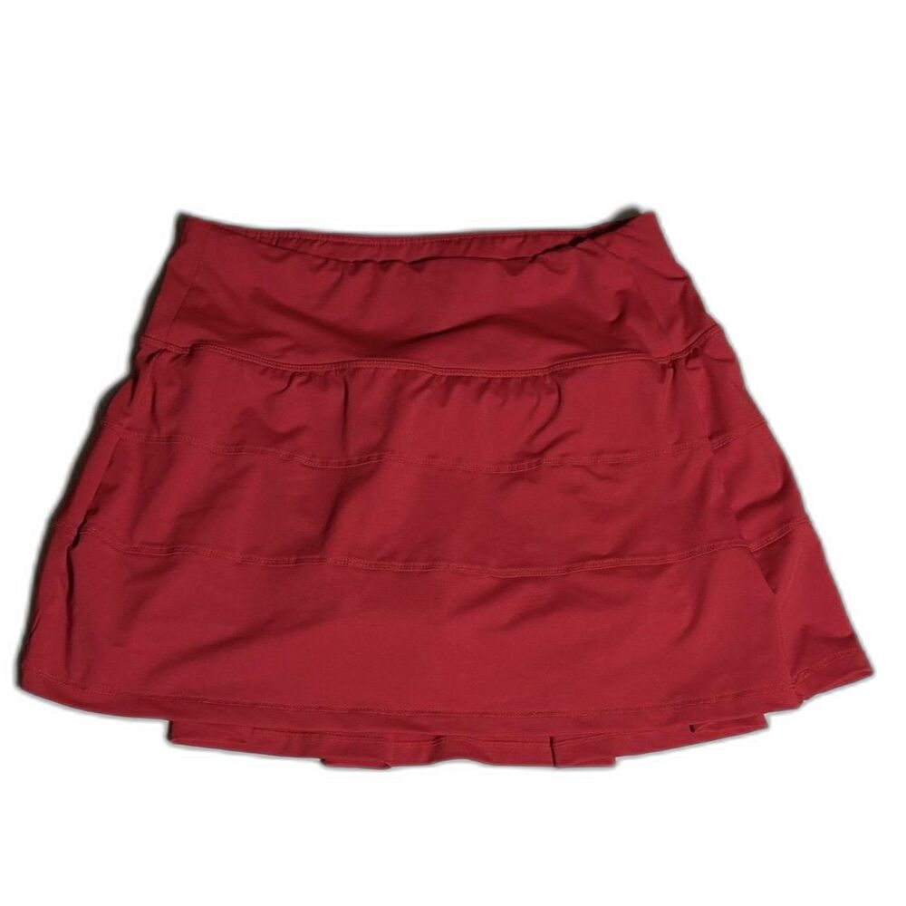 Red Tiered Tennis Skirt Medium M High Rise Pleated Athletic Skort Running Gym